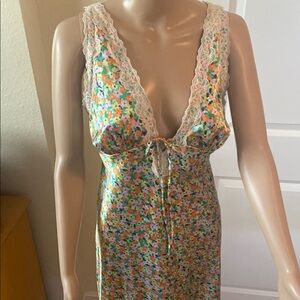 Cream Chemise with Plunging V-Neckline and Spaghetti Straps